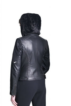 Esmee Leather jacket with detachable hoodie