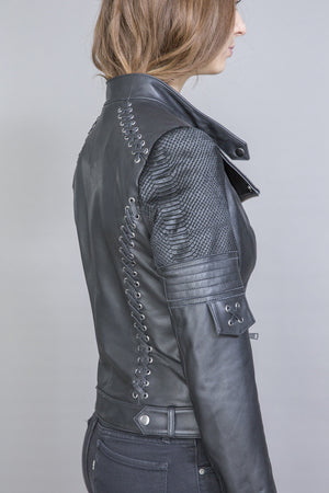 Esmee Leather jacket with detachable hoodie