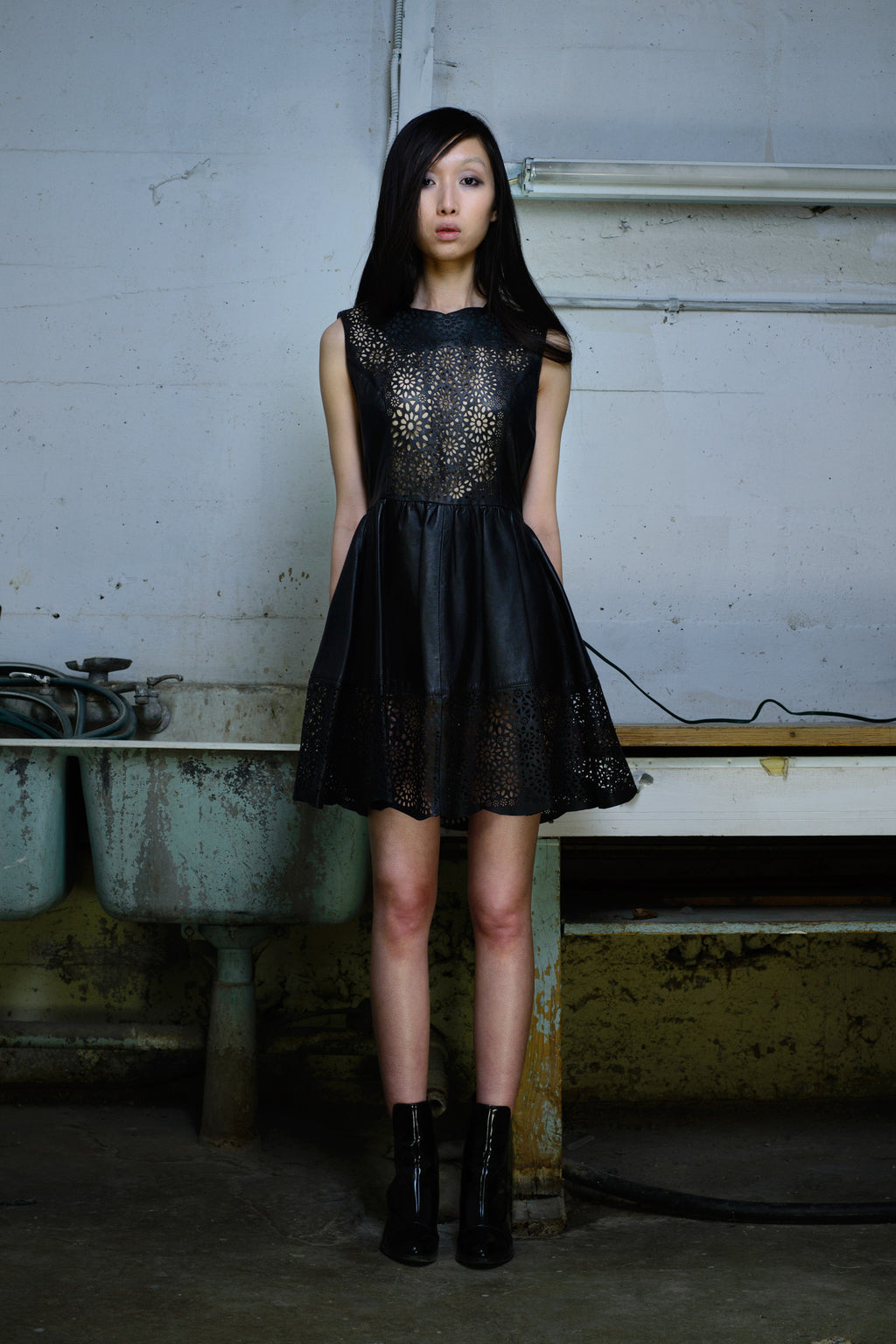 Taylor Laser Cut Leather Dress