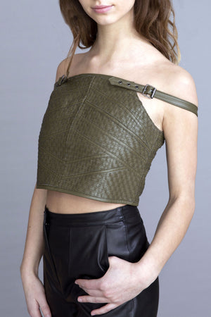 Reese Basket weave Leather Top