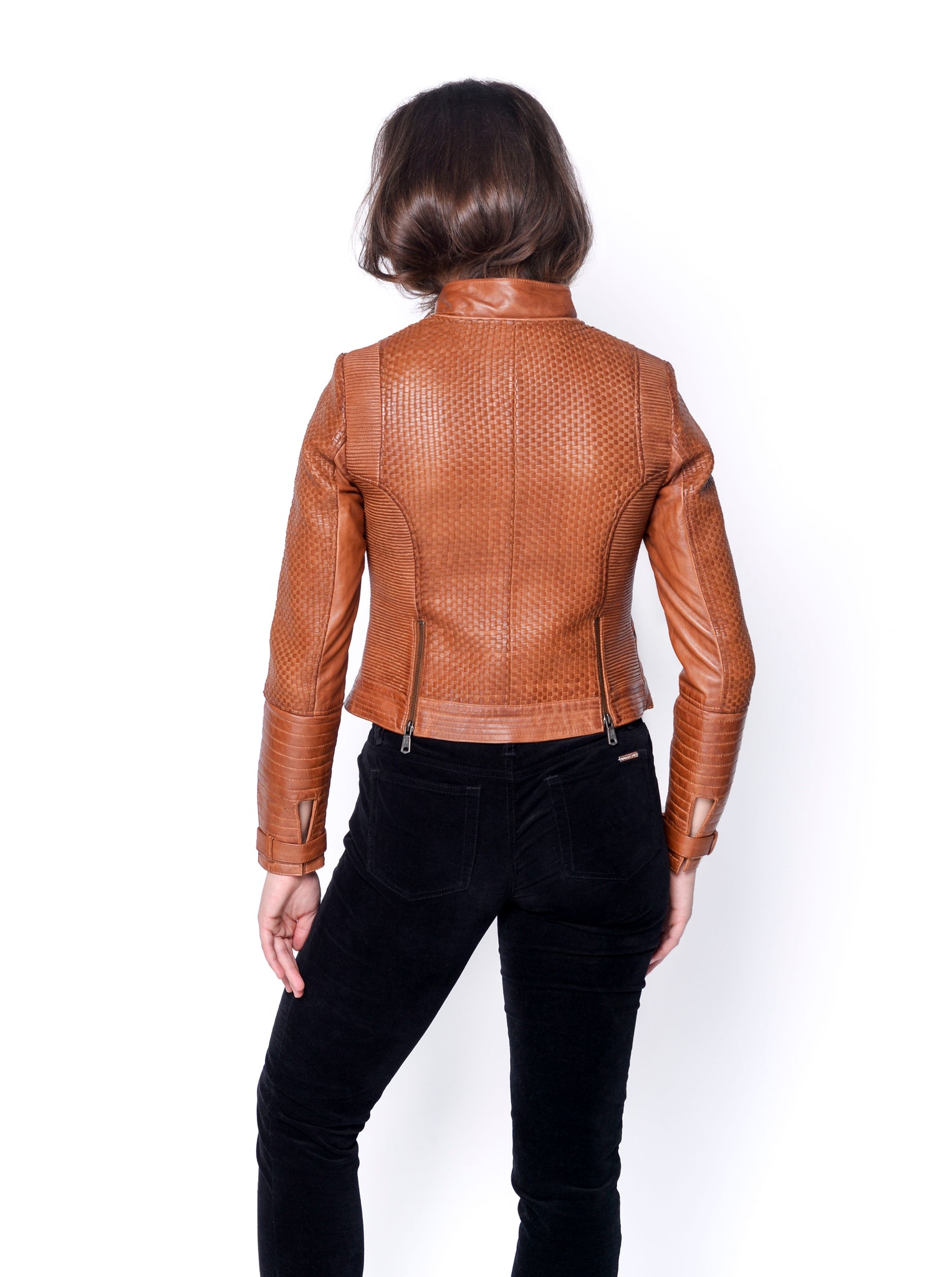 Zoe Hand Woven Leather Jacket