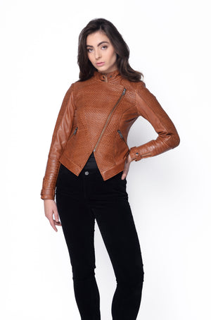 Zoe Hand Woven Leather Jacket